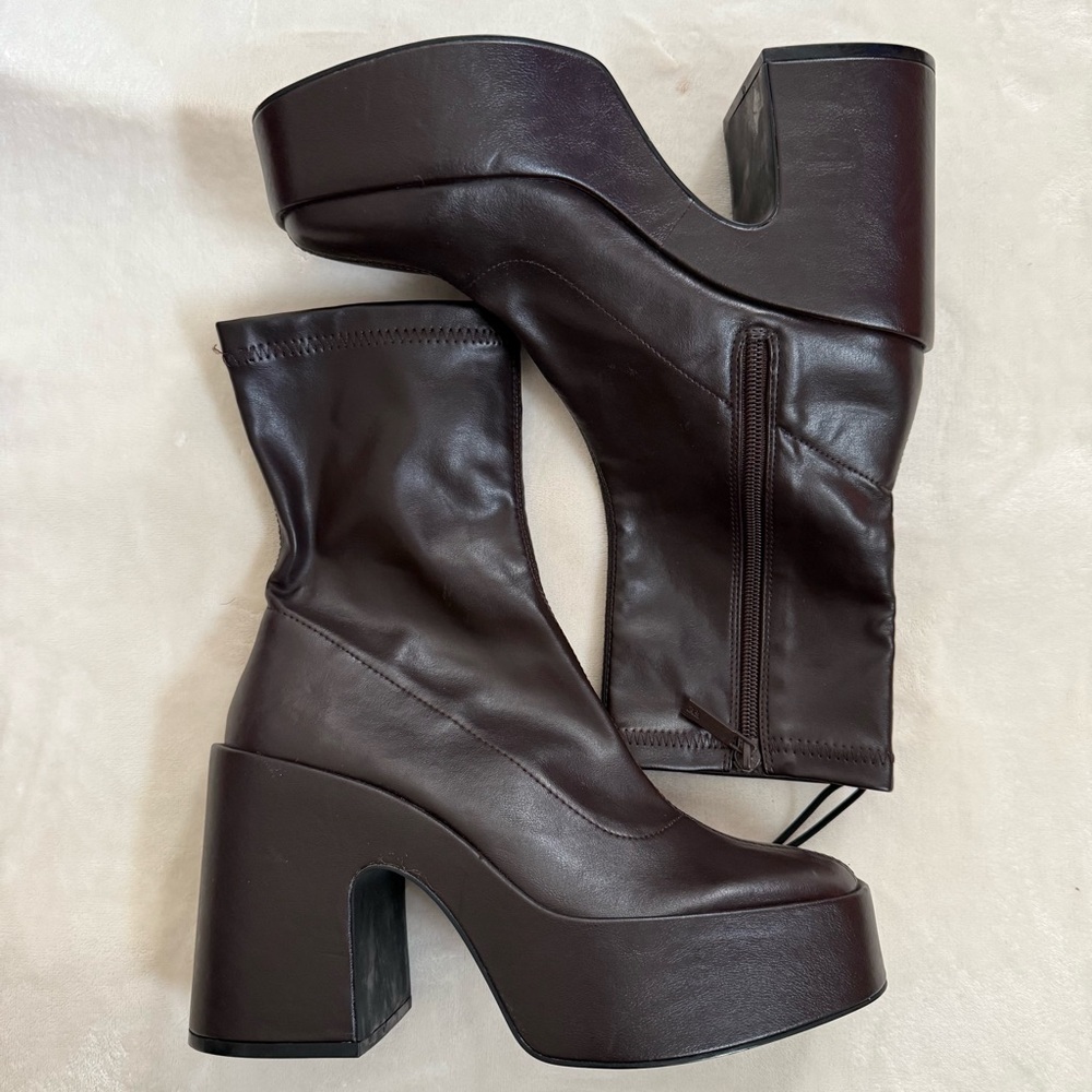 SOLD Zara Faux Leather Platform Heel Boots